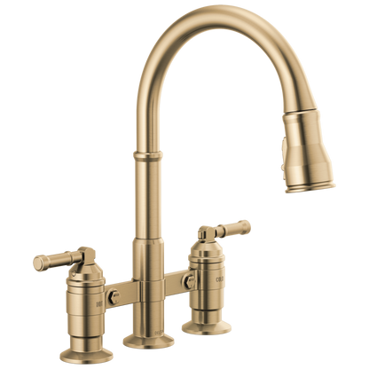 Delta Broderick 2390L Two Handle Pull-Down Bridge Kitchen Faucet