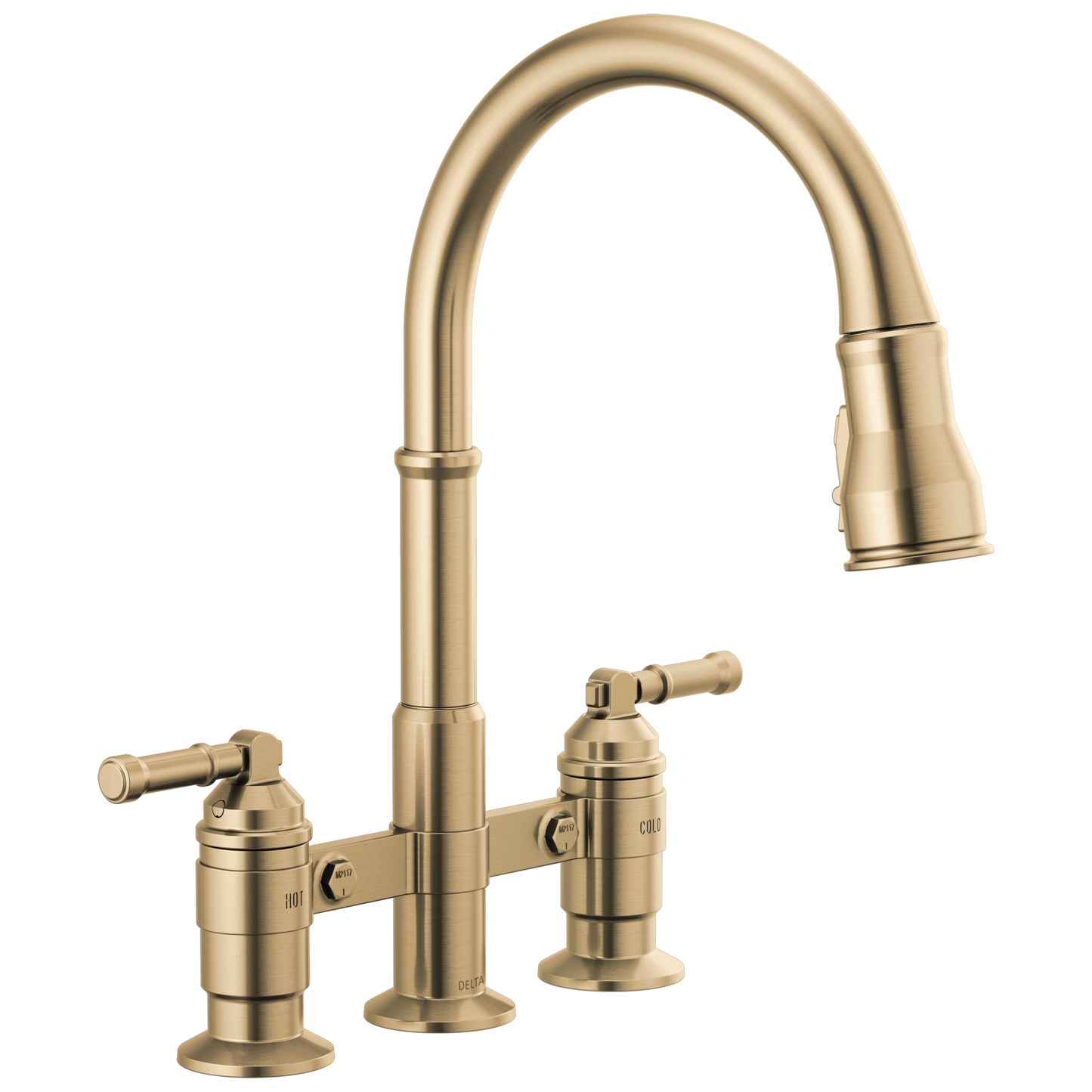 Delta Broderick 2390L Two Handle Pull-Down Bridge Kitchen Faucet