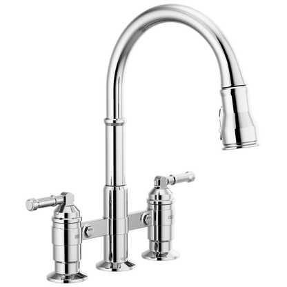 Delta Broderick 2390L Two Handle Pull-Down Bridge Kitchen Faucet