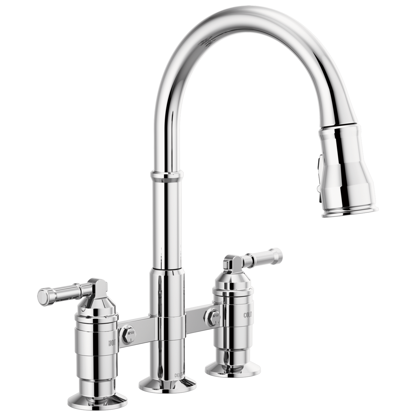 Delta Broderick 2390L Two Handle Pull-Down Bridge Kitchen Faucet