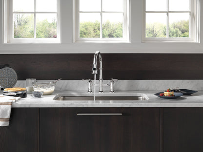 Delta Broderick 2390L Two Handle Pull-Down Bridge Kitchen Faucet