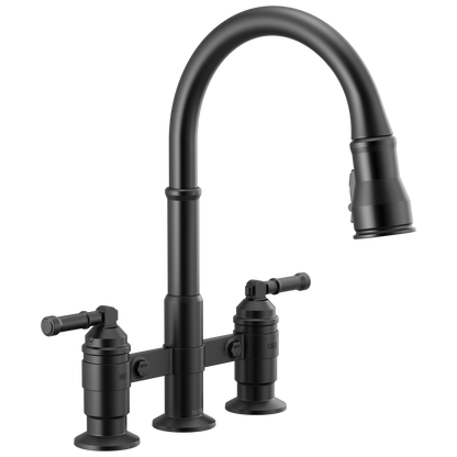 Delta Broderick 2390L Two Handle Pull-Down Bridge Kitchen Faucet