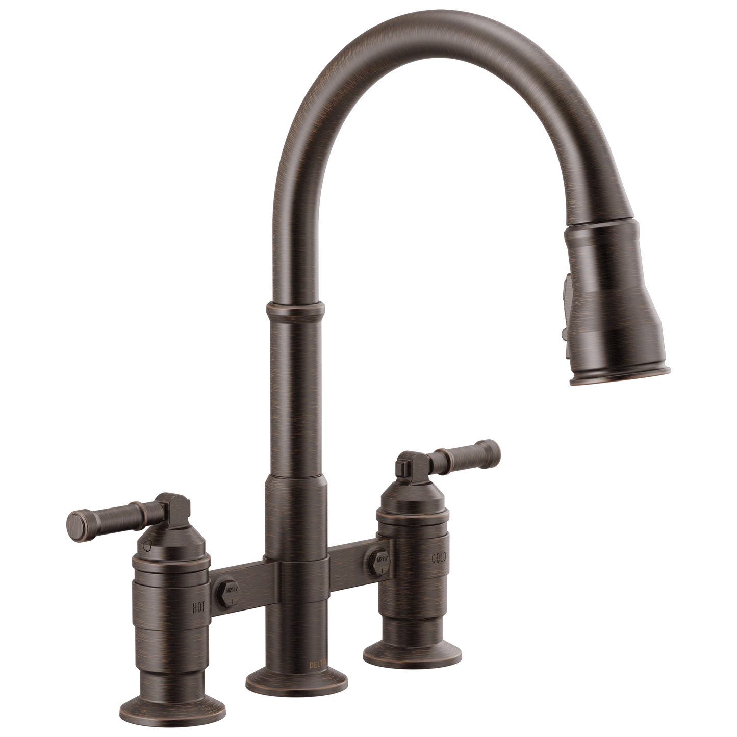 Delta Broderick 2390L Two Handle Pull-Down Bridge Kitchen Faucet