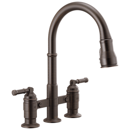 Delta Broderick 2390L Two Handle Pull-Down Bridge Kitchen Faucet