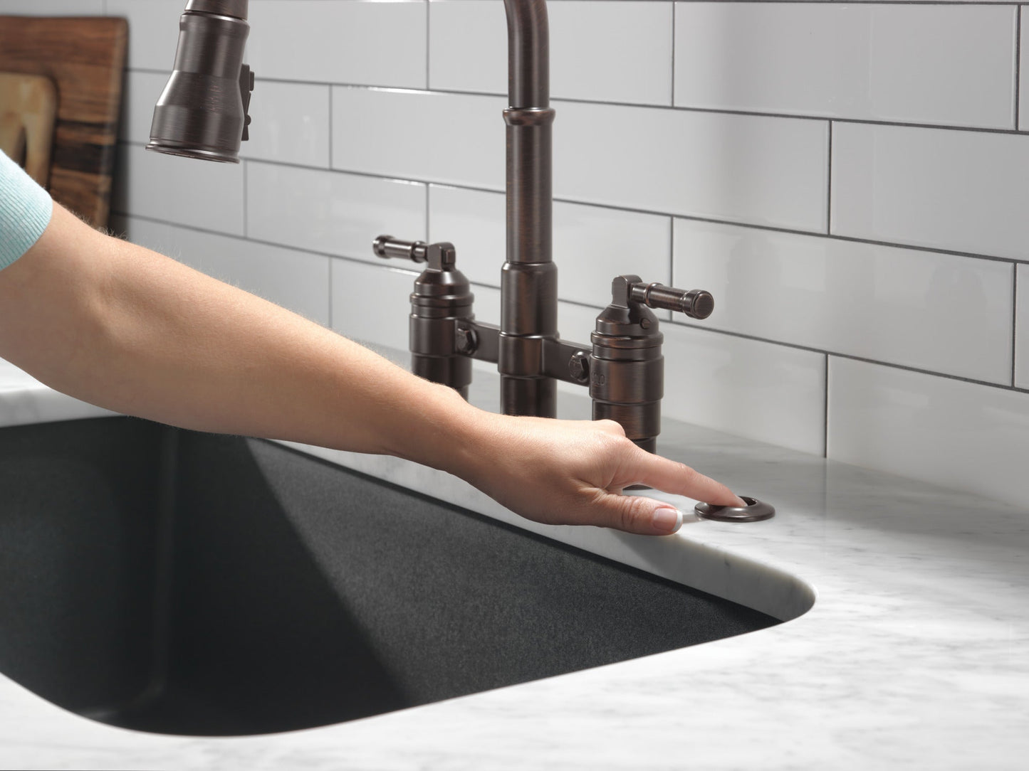 Delta Broderick 2390L Two Handle Pull-Down Bridge Kitchen Faucet