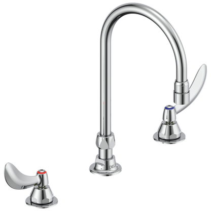 Commercial 23C6 23C624 Two Handle Widespread Lavatory Faucet with Gooseneck Spout - Less Pop-Up
