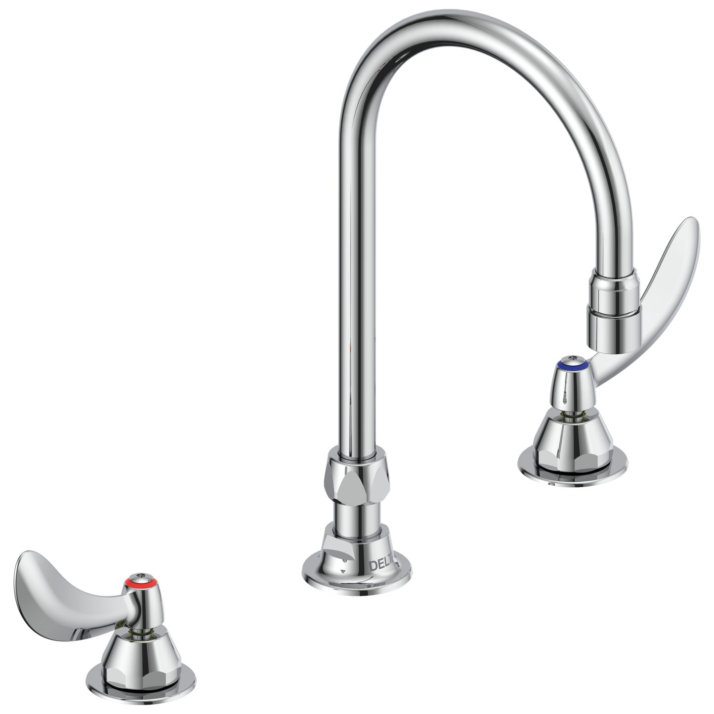 Commercial 23C6 23C624 Two Handle Widespread Lavatory Faucet with Gooseneck Spout - Less Pop-Up