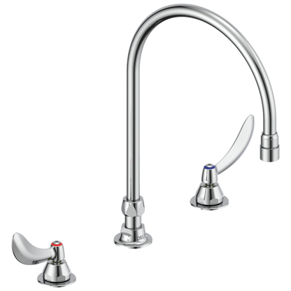 Commercial 23C6 23C624 Two Handle Widespread Lavatory Faucet with Gooseneck Spout - Less Pop-Up