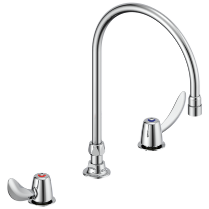 Commercial 23C6 23C632 Two Handle Widespread Lavatory Faucet with Gooseneck Spout - Less Pop-Up