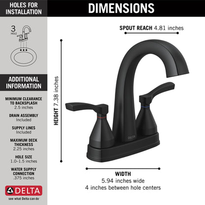 Delta Stryke: Two Handle Centerset Bathroom Faucet