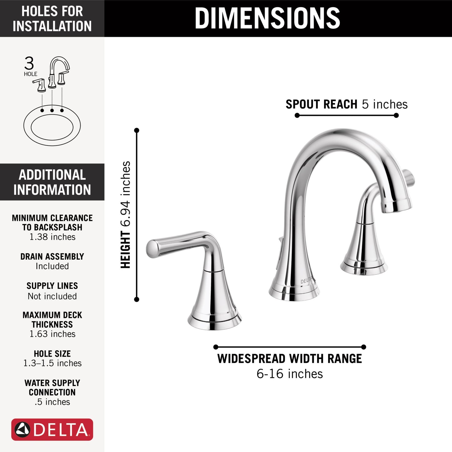 Delta Kayra 3533LF Two Handle Widespread Bathroom Faucet