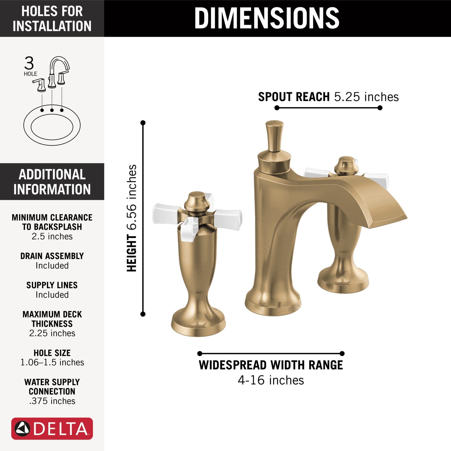 Delta Dorval 3557 Two Handle Widespread Bathroom Faucet