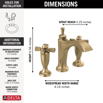 Delta Dorval 3557 Two Handle Widespread Bathroom Faucet