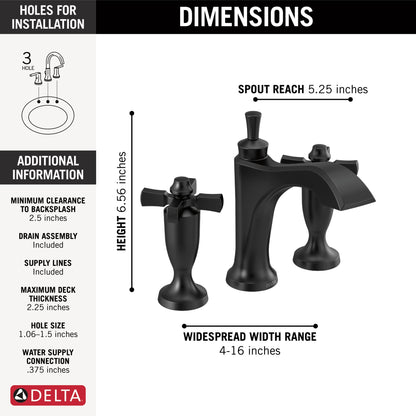 Delta Dorval 3557 Two Handle Widespread Bathroom Faucet