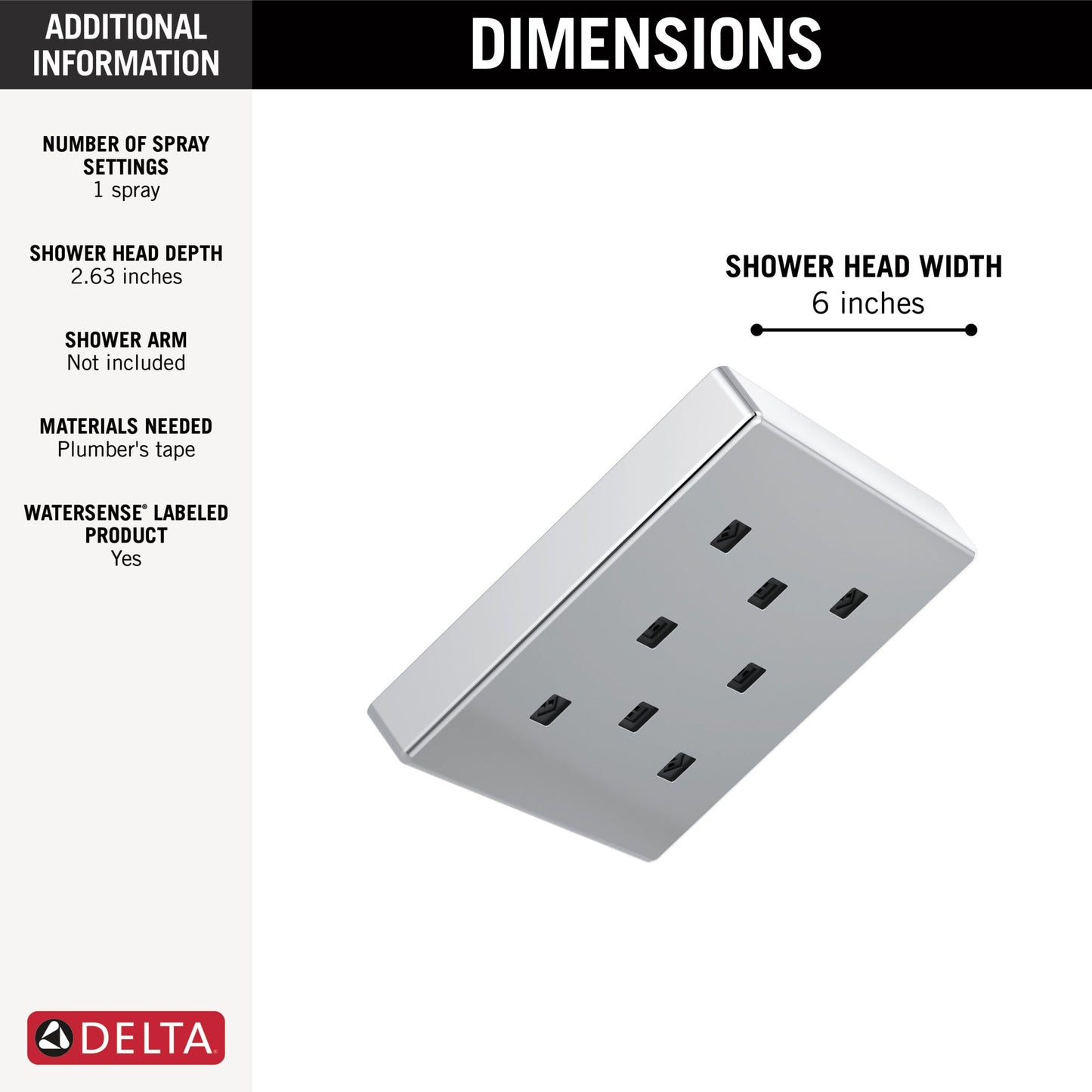 Delta Universal Showering Components 52171 H2OKINETIC Single-Setting Metal Raincan Shower Head