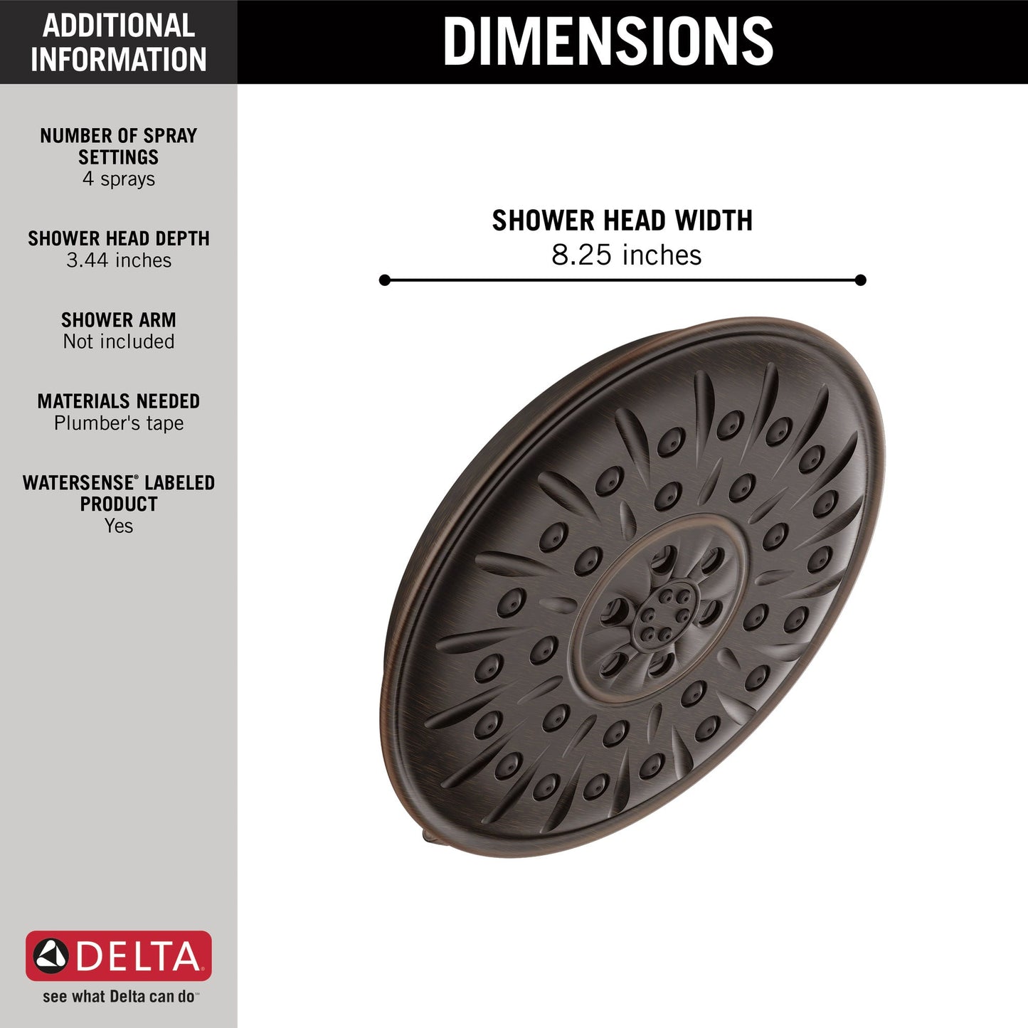 Delta Universal Showering Components 52487 Ultrasoak 4-Setting Shower Head