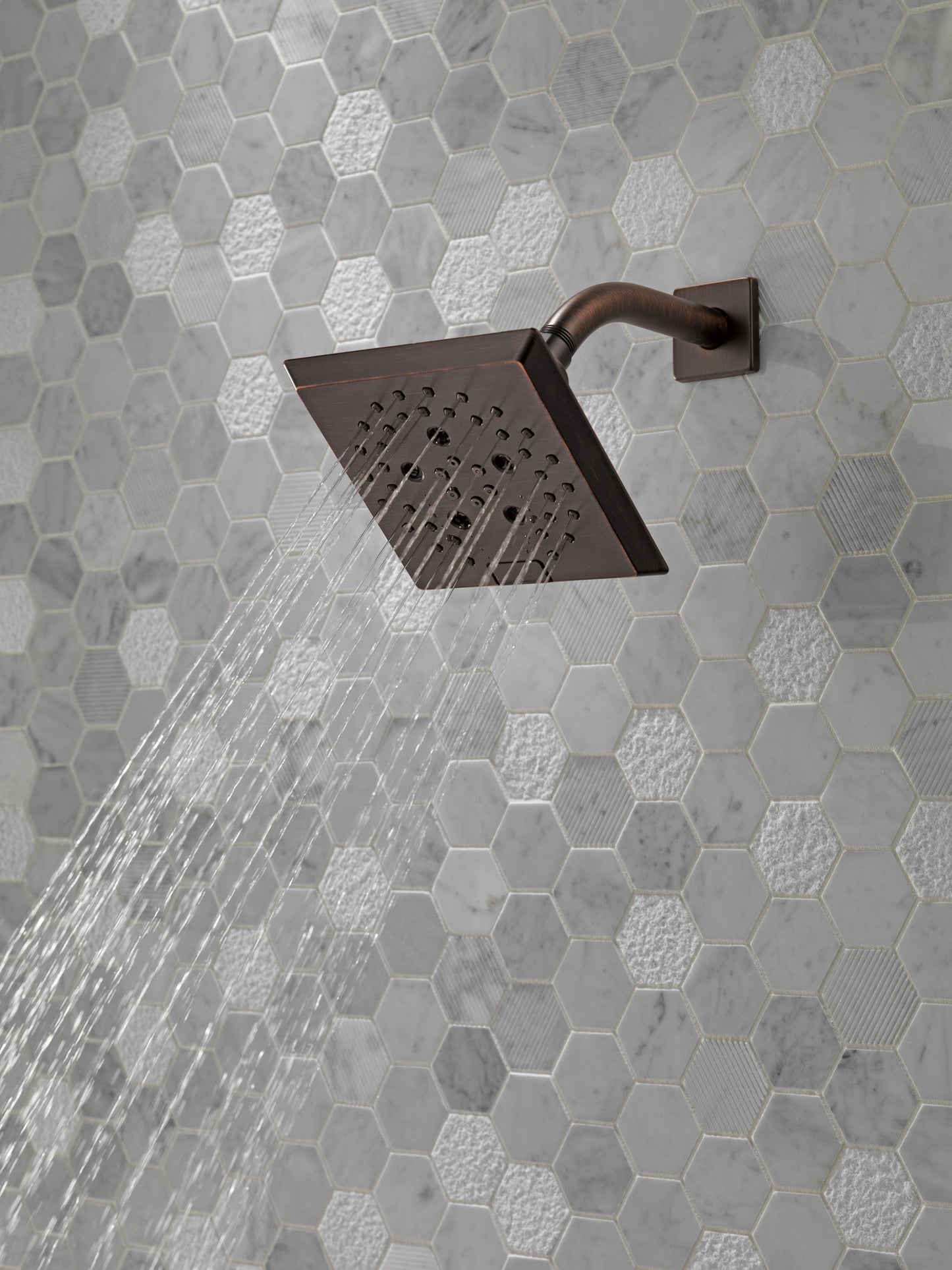 Delta Universal Showering Components 52664 H2OKINETIC 5-Setting Angular Modern Raincan Shower Head