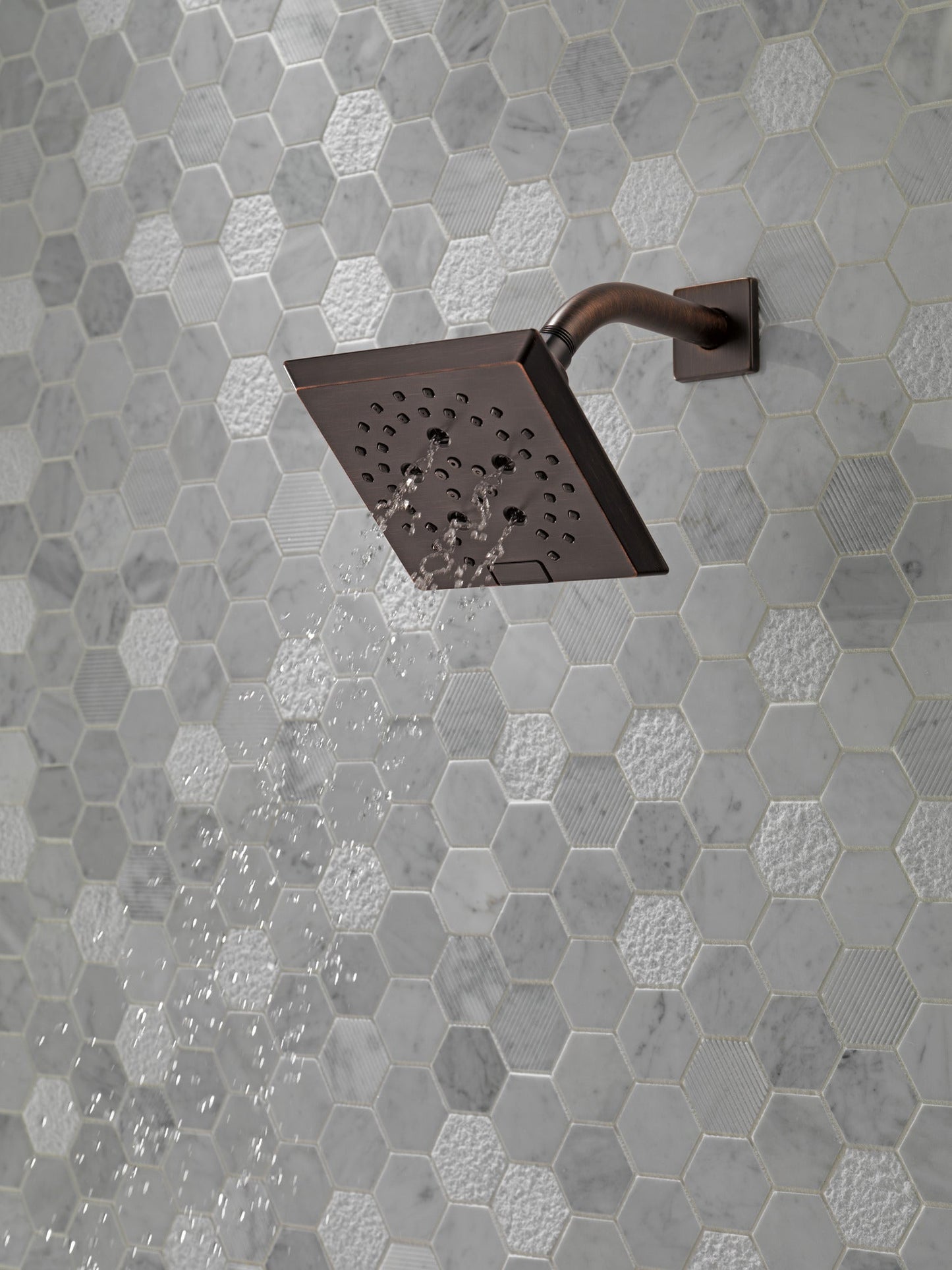 Delta Universal Showering Components 52664 H2OKINETIC 5-Setting Angular Modern Raincan Shower Head