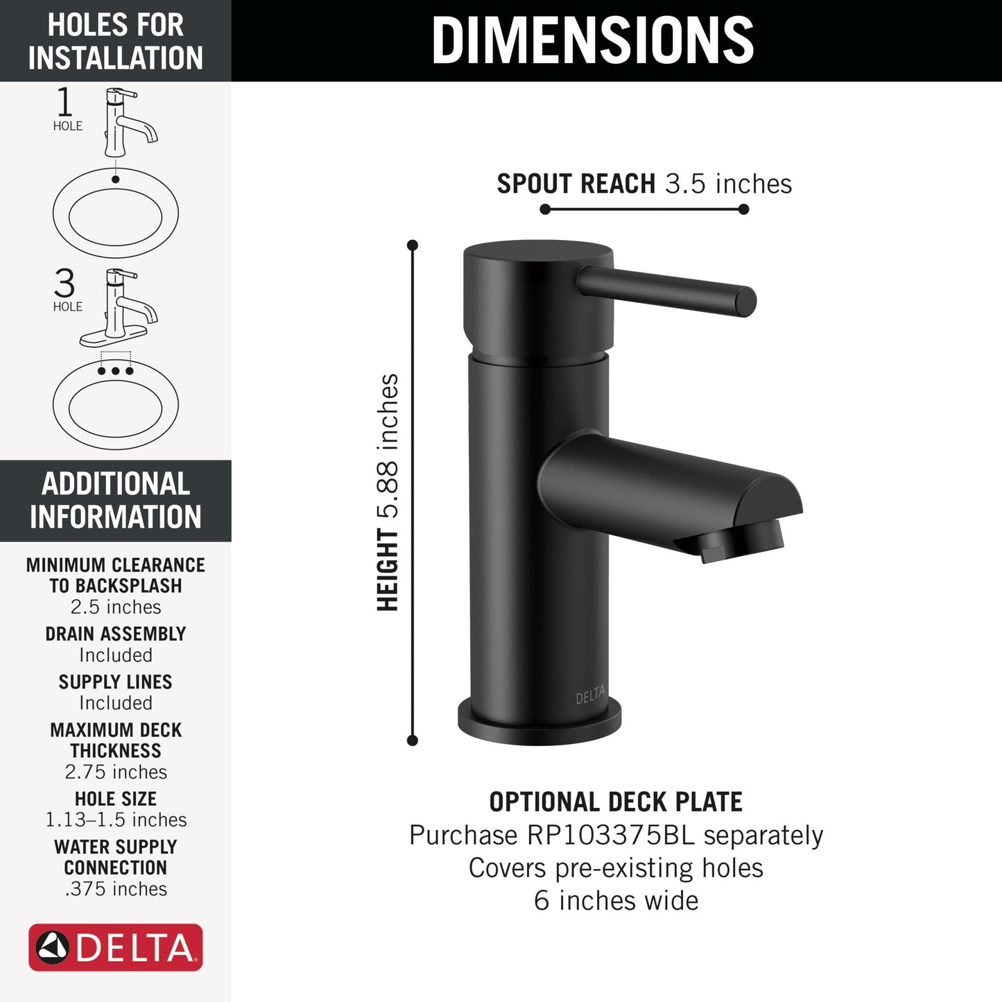 Delta Modern 559LF Single Handle Project-Pack Bathroom Faucet