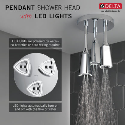 Delta Universal Showering Components 57140 H2OKINETIC Pendant Raincan Shower Head with LED Light