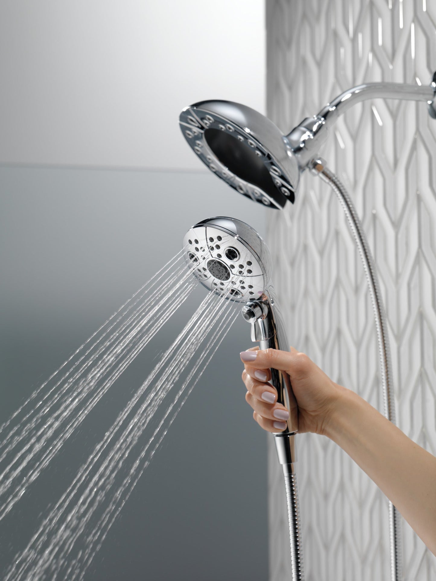 Delta Universal Showering Components 58480 H2OKINETIC In2ition 5-Setting Two-in-One Shower