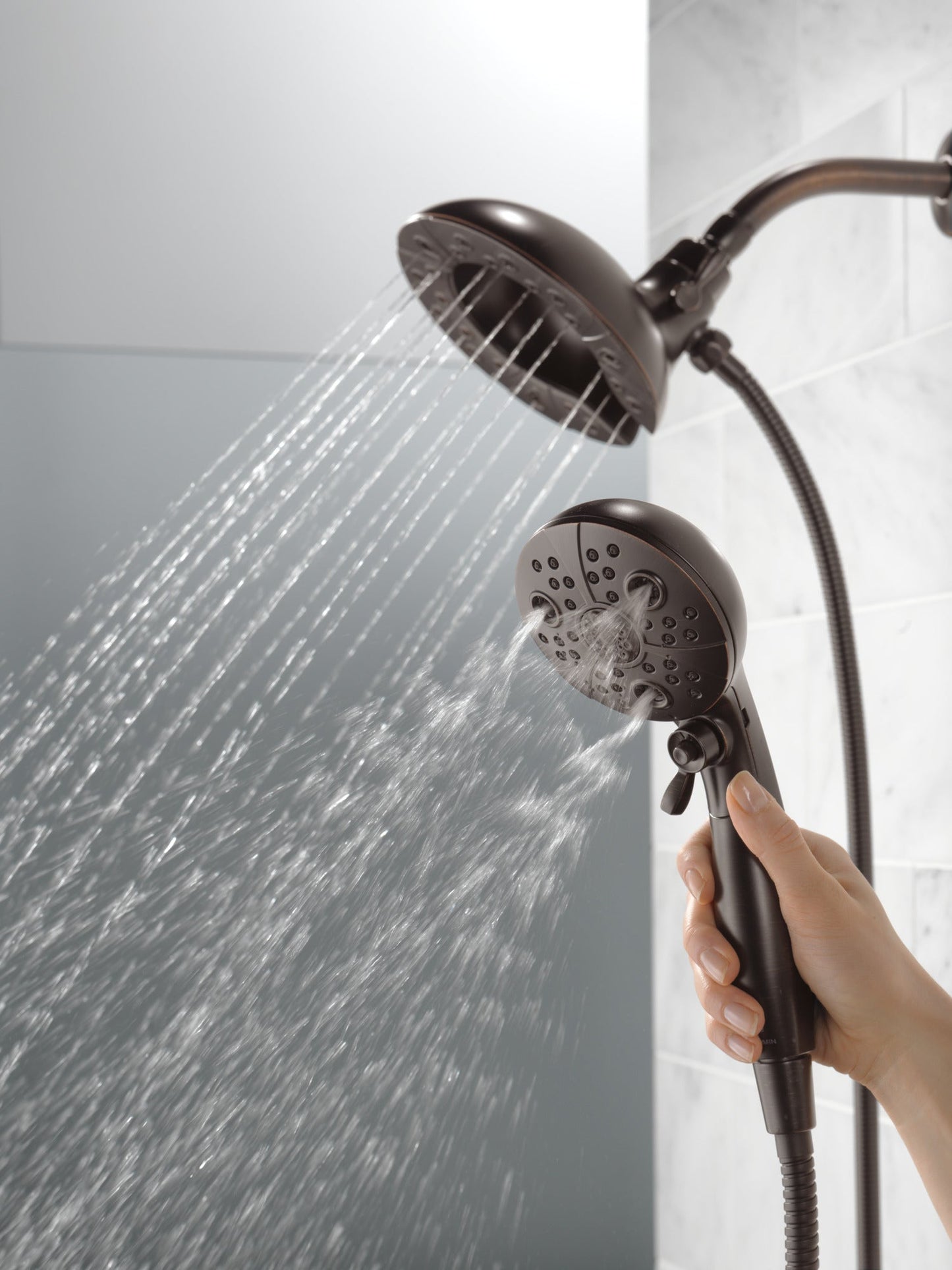 Delta Universal Showering Components 58480 H2OKINETIC In2ition 5-Setting Two-in-One Shower