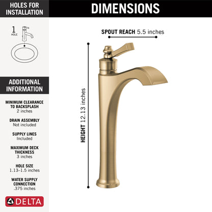 Delta Dorval™: Single Handle Vessel Bathroom Faucet - Less Handle