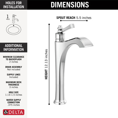 Delta Dorval™: Single Handle Vessel Bathroom Faucet - Less Handle