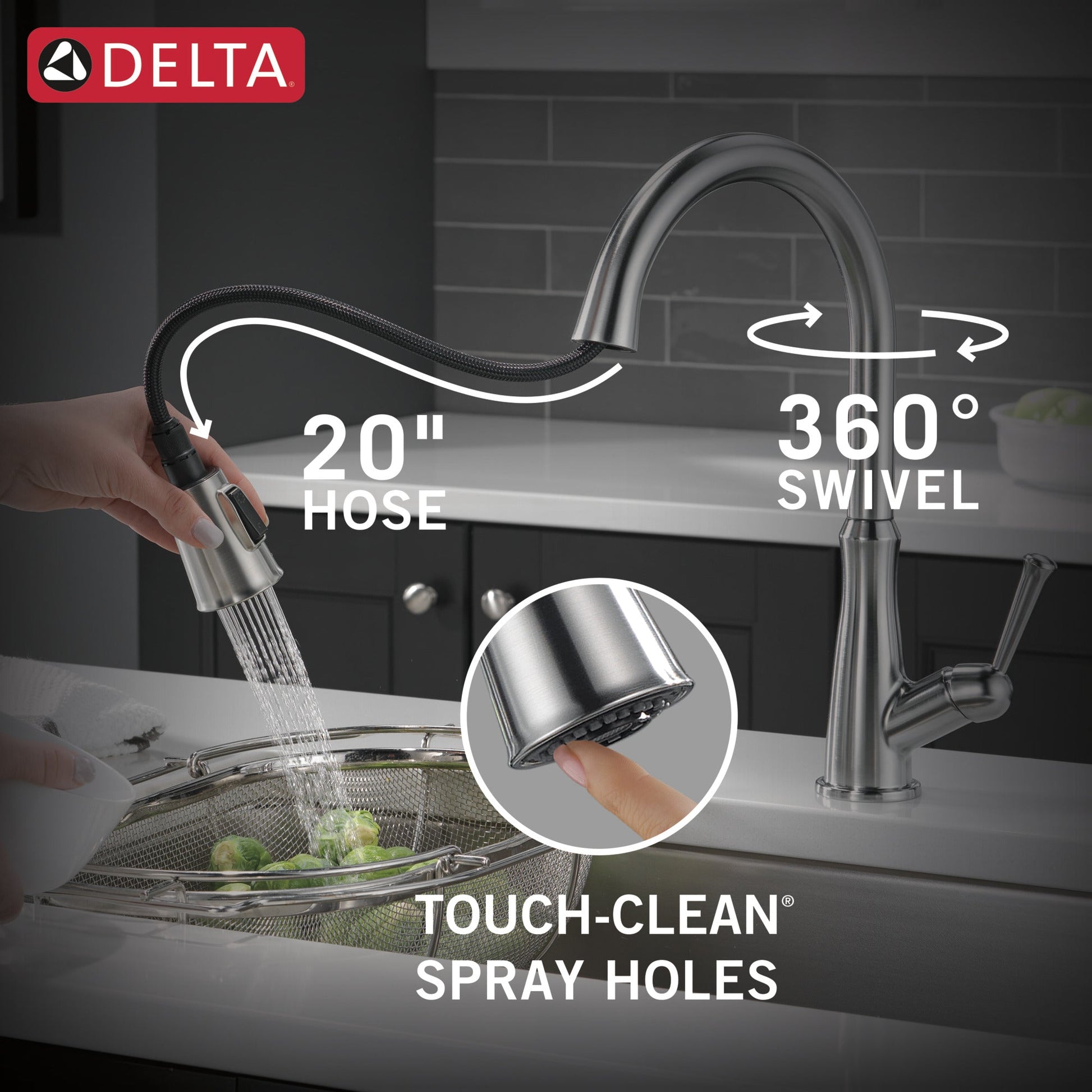 Delta Westville: Single Handle Pull-Down Kitchen Faucet, arctic stainless - view 2