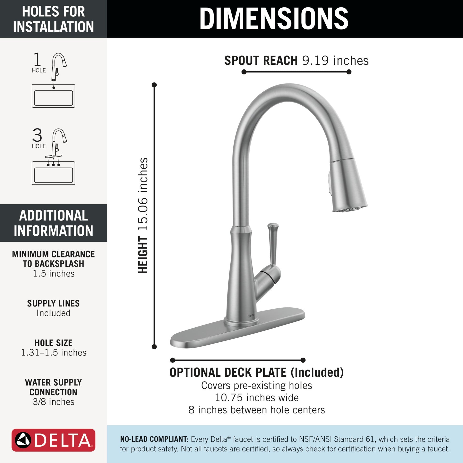 Delta Westville: Single Handle Pull-Down Kitchen Faucet, arctic stainless - view 4