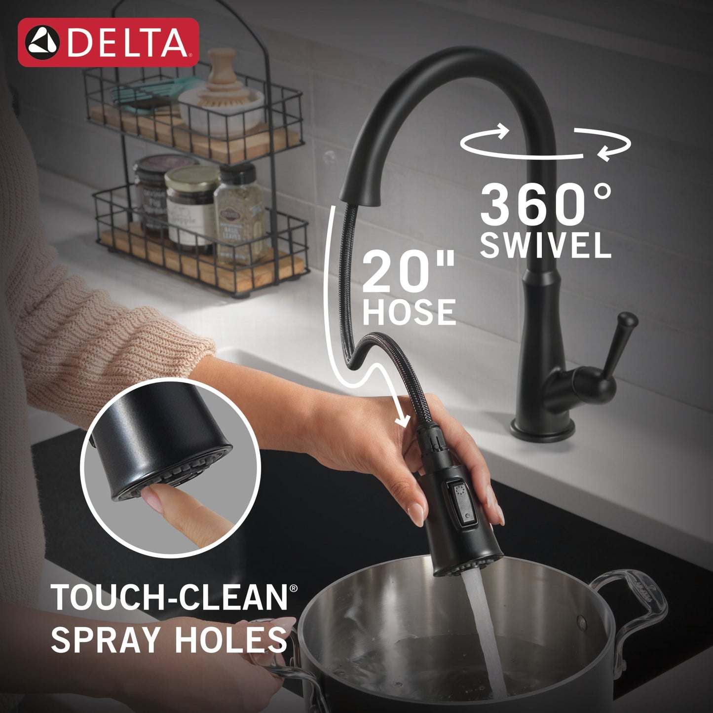 Delta Westville: Single Handle Pull-Down Kitchen Faucet, matte black - view 2