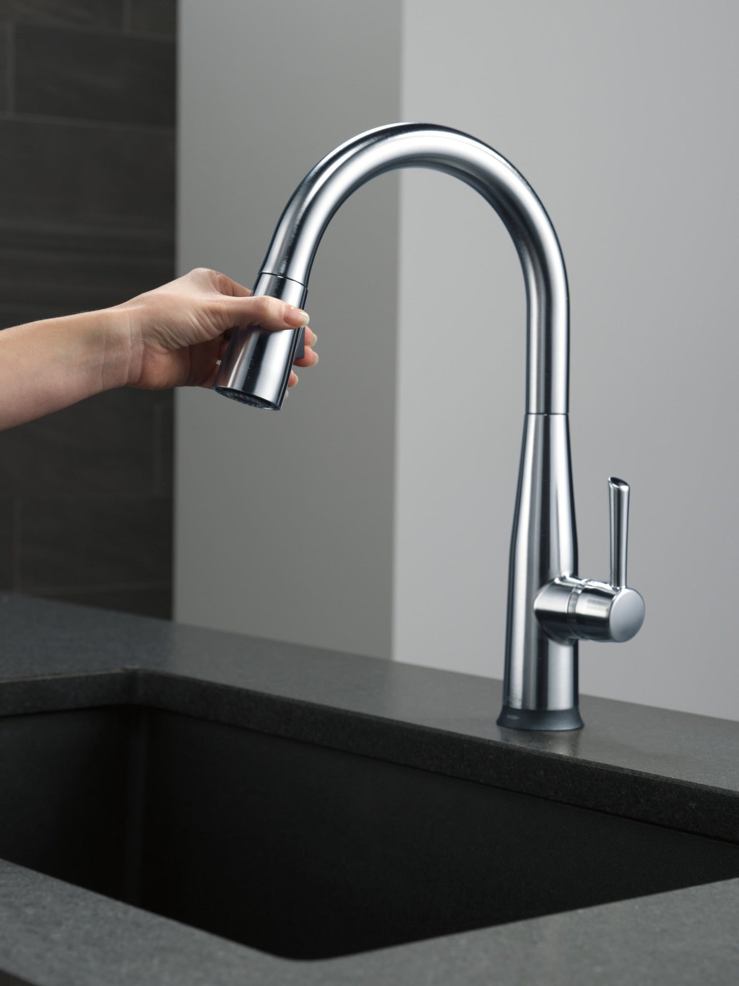 Delta Essa 9113TV VoiceIQ Single Handle Pull-Down Faucet with TouchTouch 2O Technology, arctic stainless - view 4