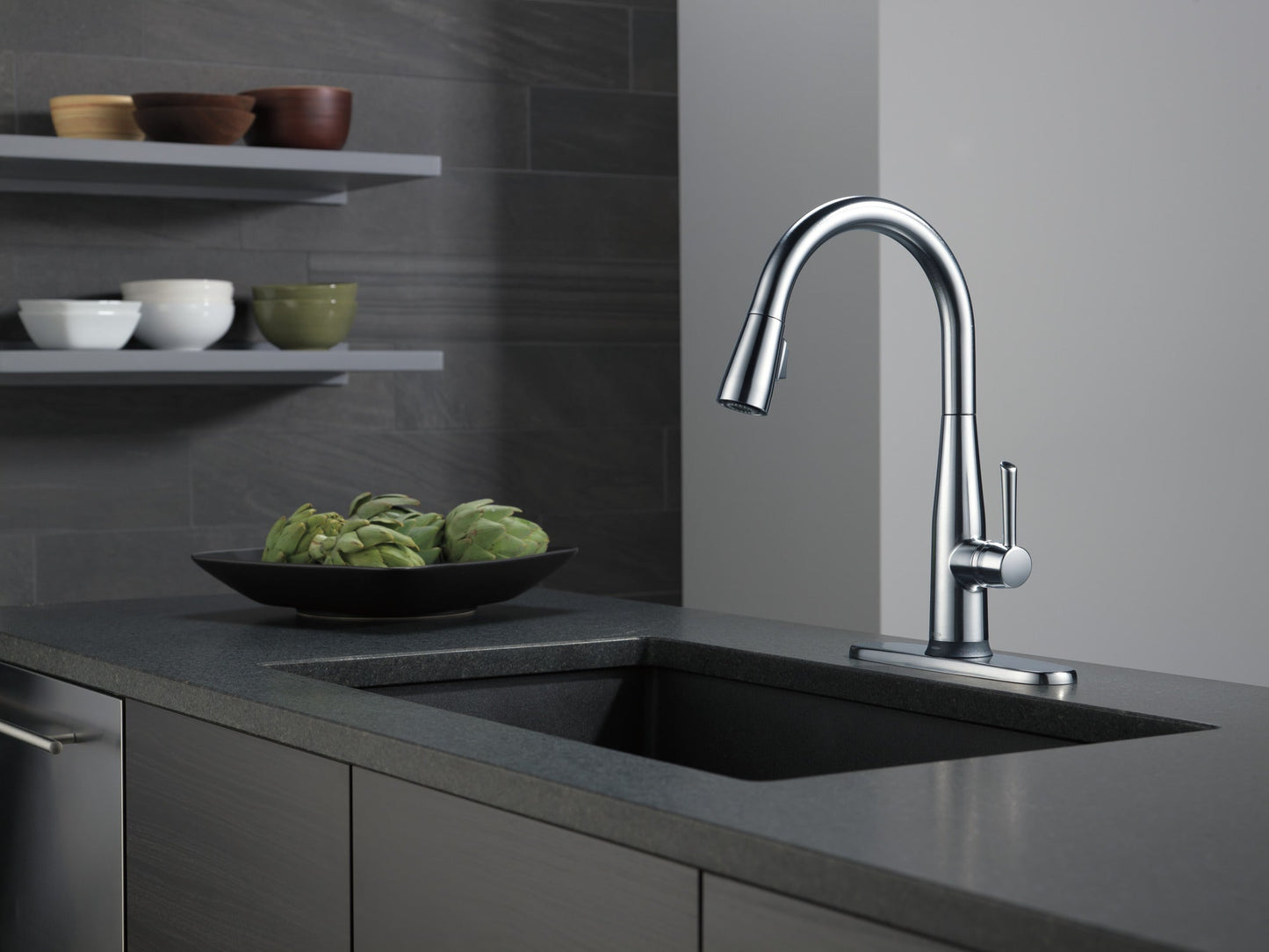 Delta Essa 9113TV VoiceIQ Single Handle Pull-Down Faucet with TouchTouch 2O Technology, arctic stainless - view 5