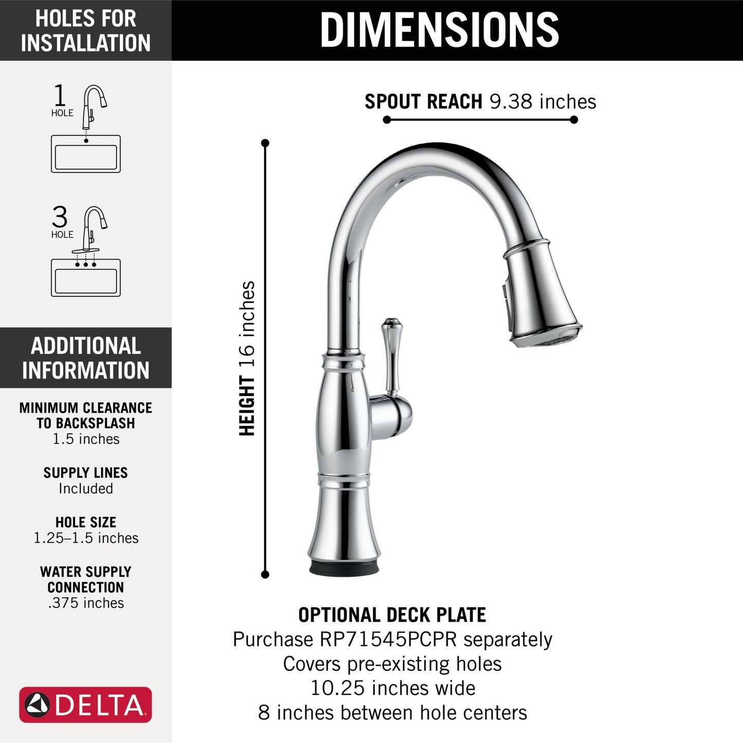 Delta Cassidy:9197T Single Handle Pull-Down Kitchen Faucet with Touch<sub>2</sub>O and ShieldSpray Technologies