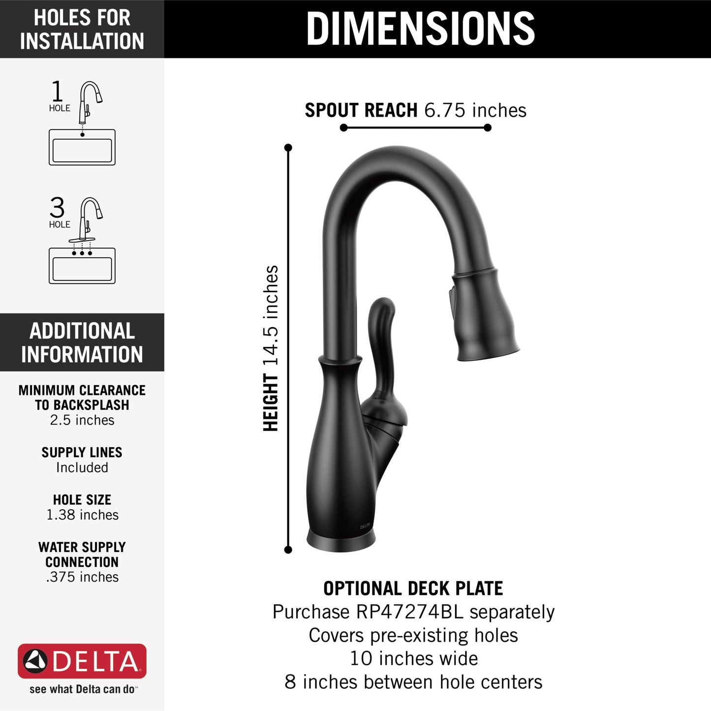 Delta Leland: Single Handle Pull-Down Bar / Prep Faucet