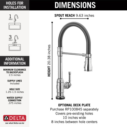 Delta Broderick 9690T Single-Handle Pull-Down Spring Kitchen Faucet with TouchTouch 2O Technology