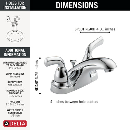 Delta Foundations B2510LF Two Handle Centerset Bathroom Faucet