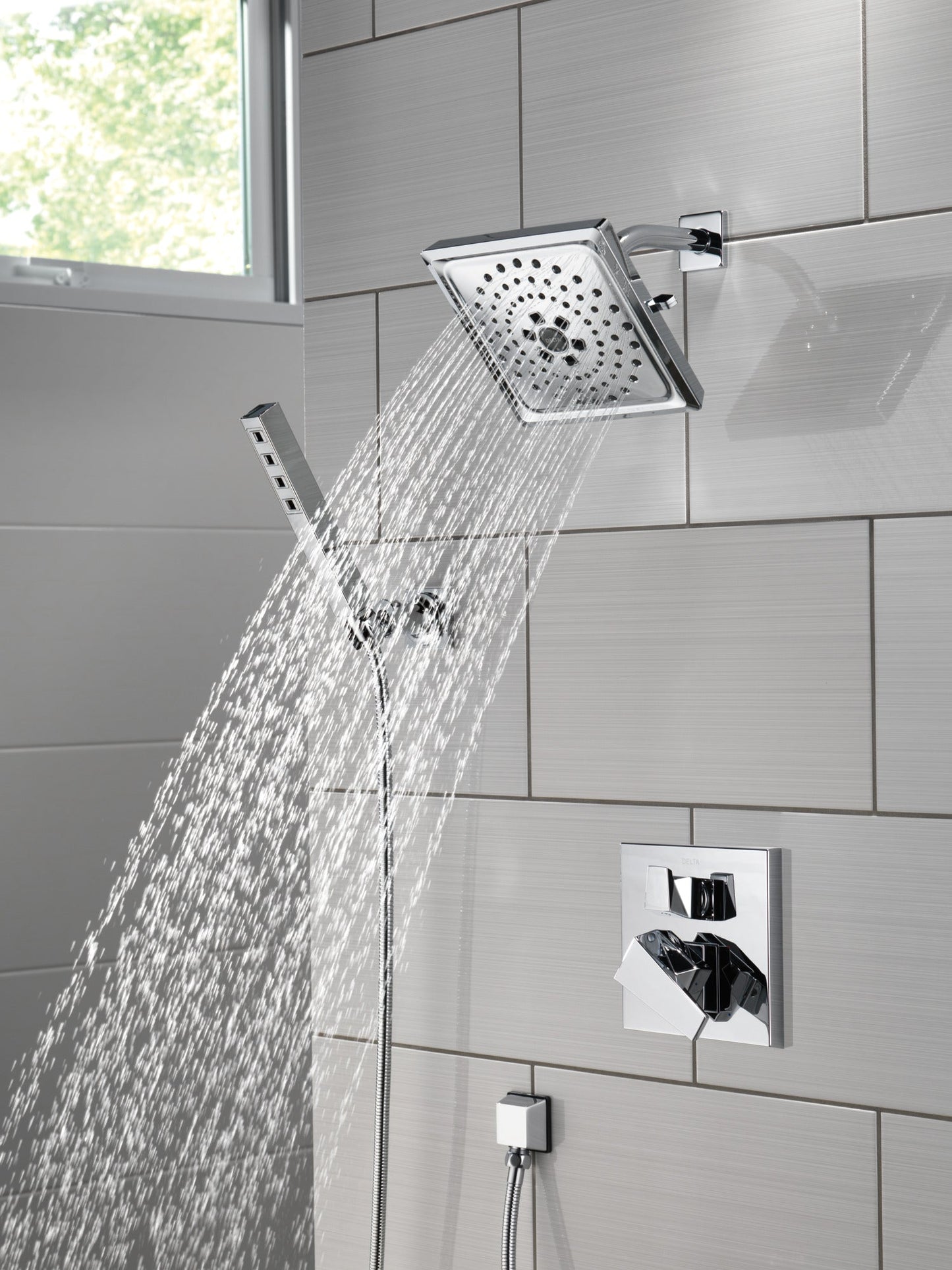 Delta Universal Showering Components 55567 H2OKINETIC Single-Setting Adjustable Wall Mount Hand Shower, lumicoat chrome -...