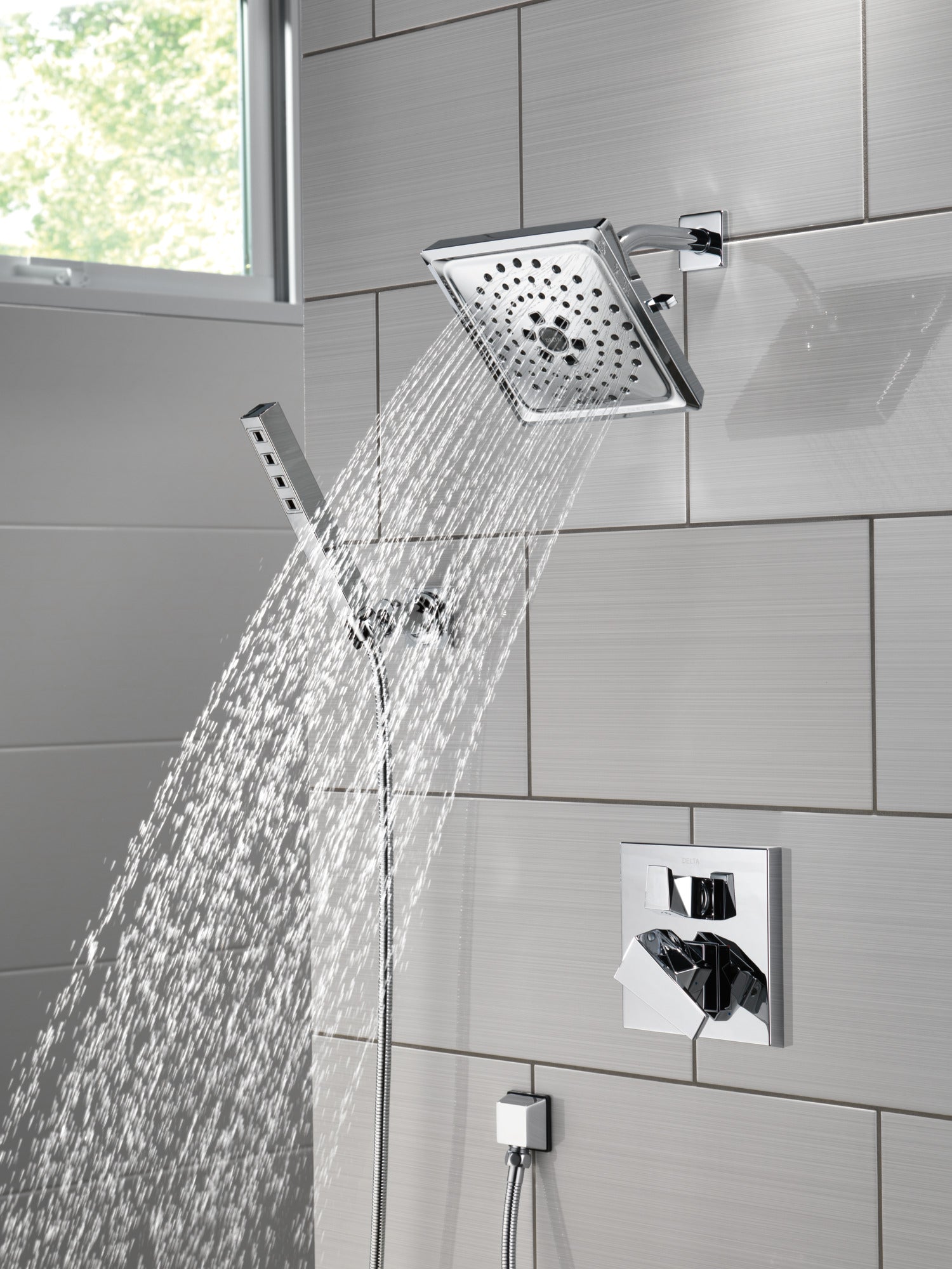 Delta Universal Showering Components 55567 H2OKINETIC Single-Setting Adjustable Wall Mount Hand Shower, lumicoat chrome -...