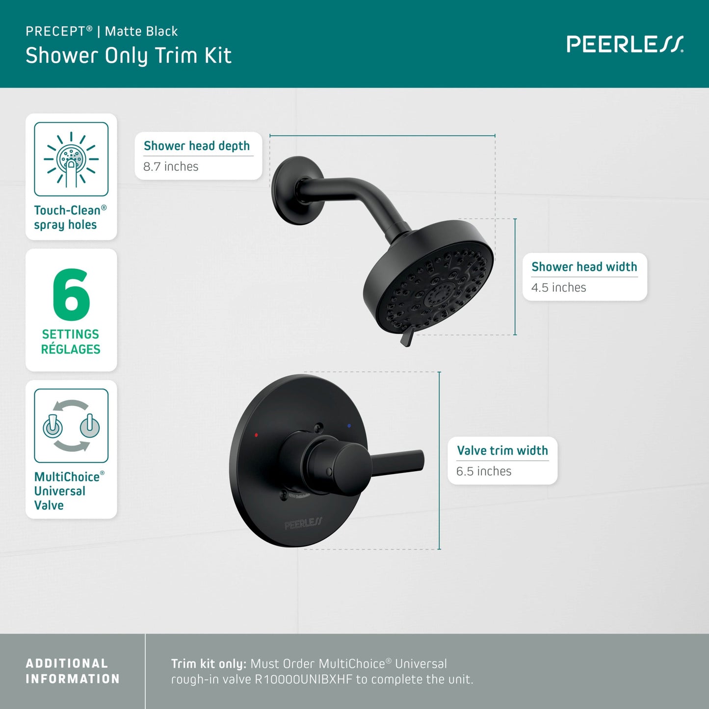 Peerless Precept PTT188782 Shower Only Trim Kit