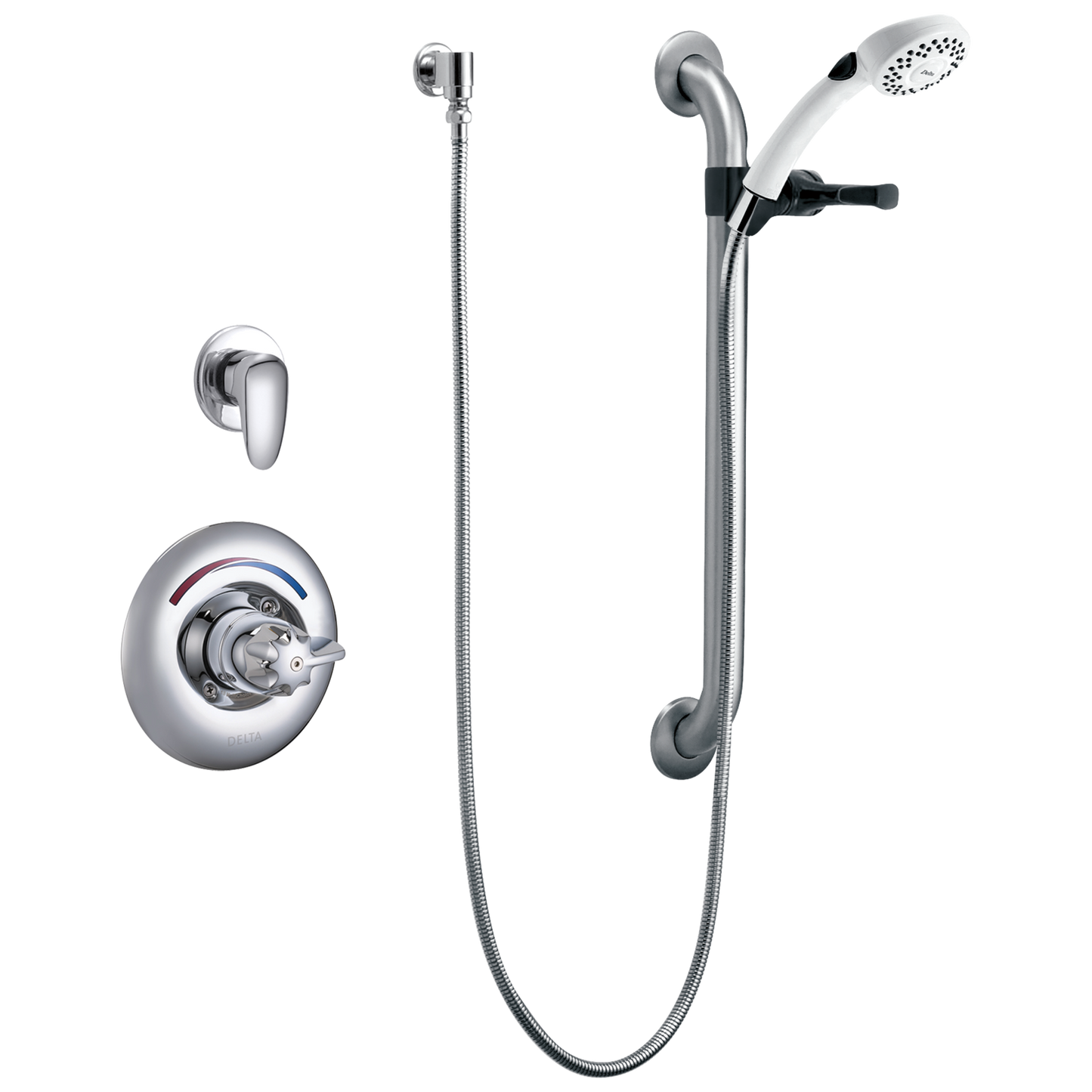 Commercial T13H T13H303 Universal Dual Shower Trim Diverter Hand Shower and Grab Bar