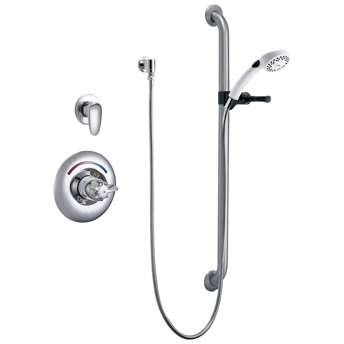Commercial T13H T13H303 Universal Dual Shower Trim Diverter Hand Shower and Grab Bar