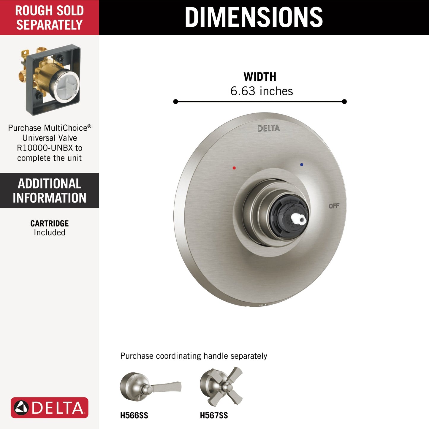 Delta Dorval T14056 Monitor 14 Series Valve Only Trim - Less Handle