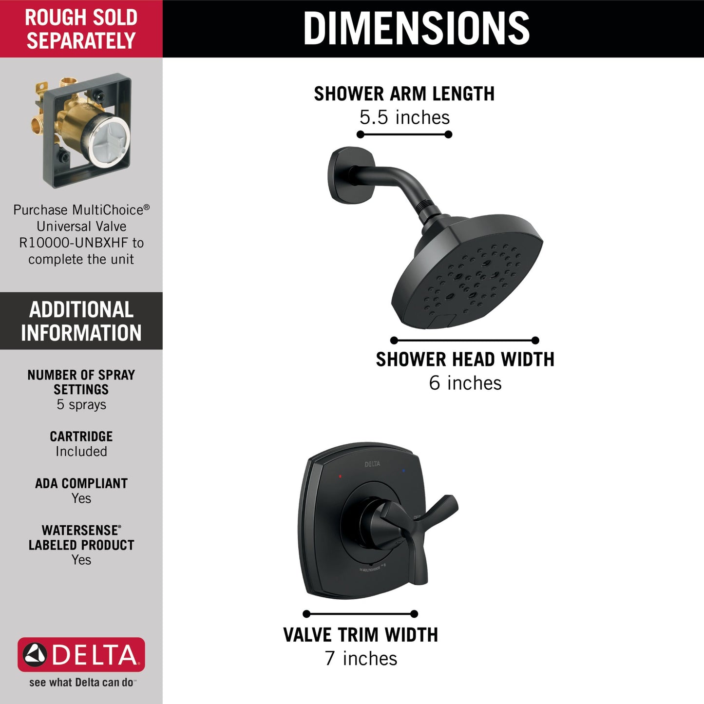 Delta Stryke T142766 14 Series Shower Only, matte black - view 2