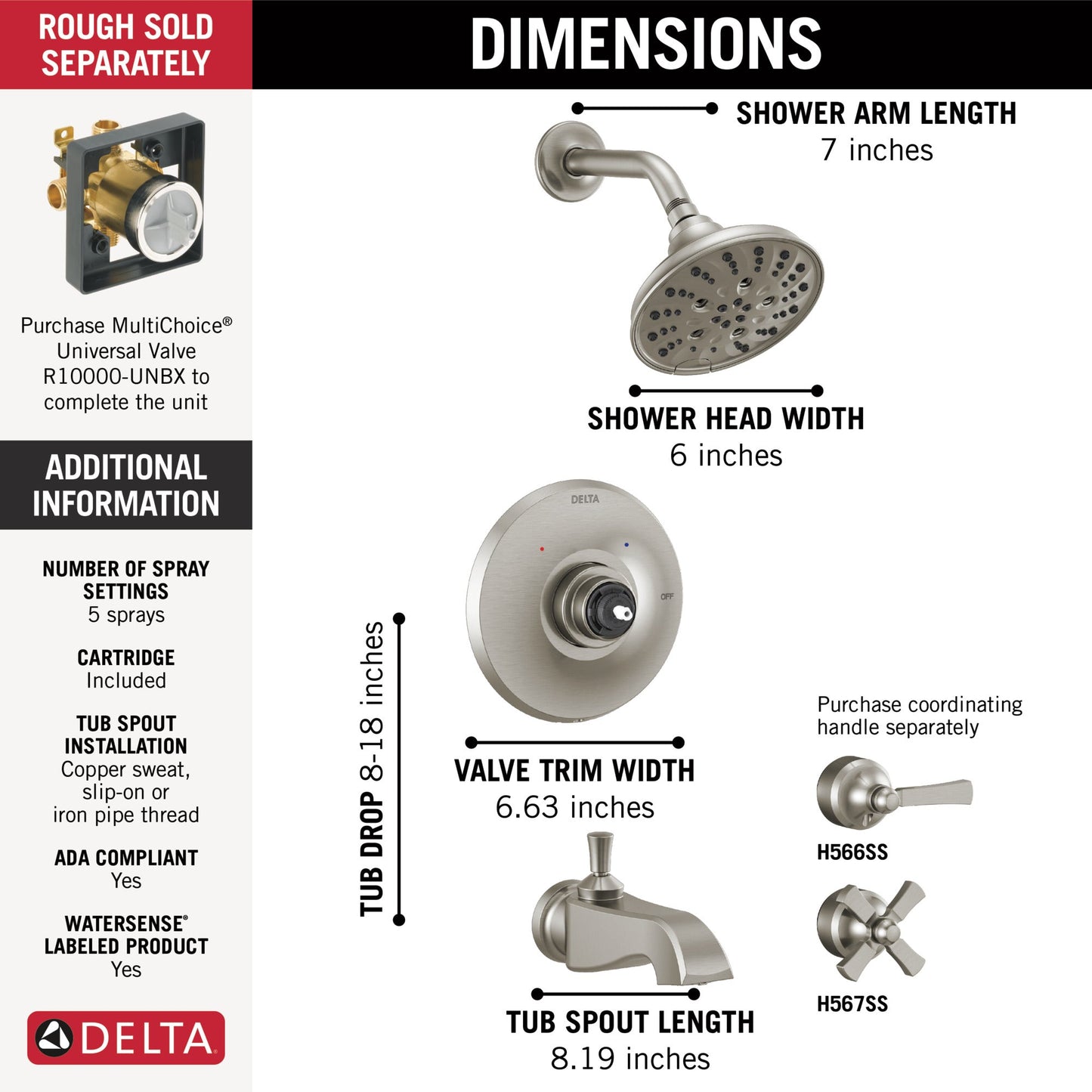 Delta Dorval T14456 Monitor 14 Series Shower Trim - Less Handle