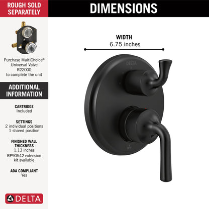Delta Kayra T24833 Two-Handle Monitor 14 Series Valve Trim with 3-Setting Integrated Diverter