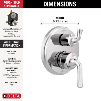 Delta Kayra T24933 Two-Handle Monitor 14 Series Valve Trim with 6-Setting Integrated Diverter