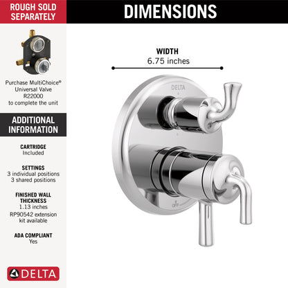 Delta Kayra T27933 2-Handle Monitor 17 Series Valve Trim with 3- or 6- Setting Diverter