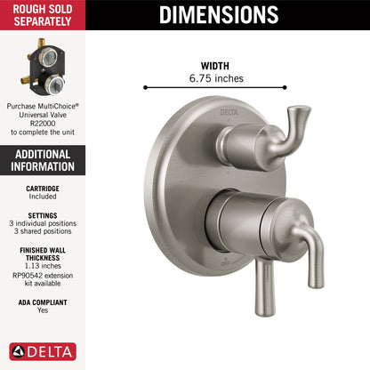 Delta Kayra T27933 2-Handle Monitor 17 Series Valve Trim with 3- or 6- Setting Diverter