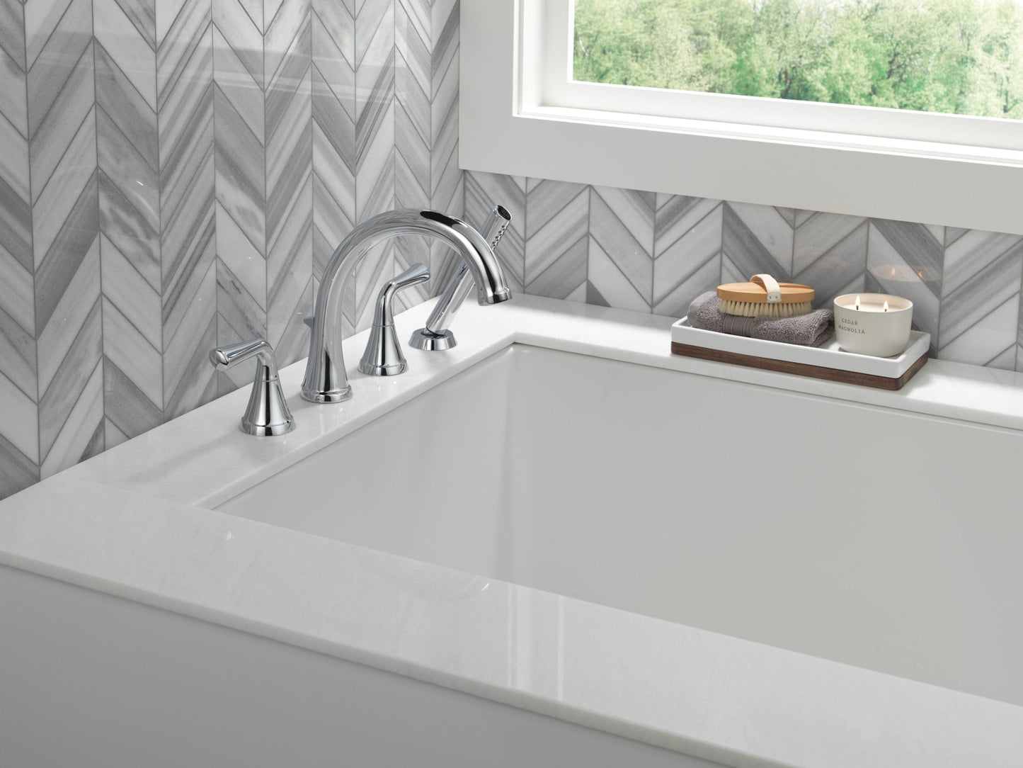 Delta Kayra T4733 Roman Tub Trim with Hand Shower